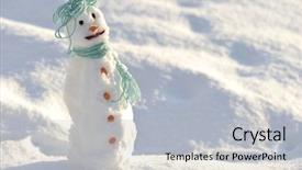  Presentation with snowman - Presentation design featuring snowman on snow background background and a light gray colored foreground