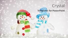  Presentation with snowman - Cool new slide set with snowman on snow studio shot backdrop and a light gray colored foreground