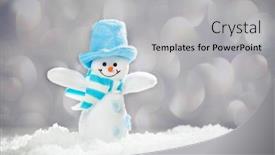  Presentation with snowman - Presentation consisting of snowman on snow studio shot background and a light gray colored foreground