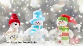  Presentation with snowman - PPT theme with snowman on snow studio shot background and a sky blue colored foreground