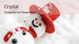  Presentation with snowman - Presentation design having snowman on snow background and a coral colored foreground