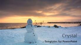  Presentation with snowman - Cool new slide deck with snowman-on-the-beach backdrop and a light blue colored foreground