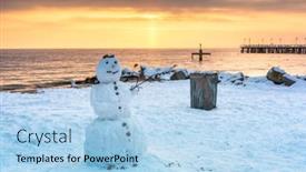  Presentation with sea and beach - PPT layouts enhanced with snowman-on-the-beach background and a light blue colored foreground