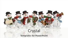  Presentation with music instruments - Audience pleasing slides consisting of snowman singing - snowmen playing music instruments isolated backdrop and a sky blue colored foreground