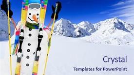  Presentation with joy - Audience pleasing PPT layouts consisting of snowman ski winter joy backdrop and a sky blue colored foreground