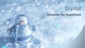  Presentation with snowman - Cool new slides with snowman standing on snow christmas decoration backdrop and a light blue colored foreground