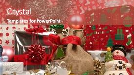  Presentation with snowman - Slide deck featuring snowman with gifts around him background and a red colored foreground