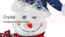  Presentation with scary christmas - Audience pleasing PPT theme consisting of snowman with scarf and santa backdrop and a  colored foreground