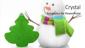  Presentation with white birch tree - Amazing PPT theme having snowman with xmas tree isolated backdrop and a  colored foreground