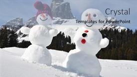  Presentation with snowmen - Cool new theme with snowmen against alpine panorama backdrop and a light blue colored foreground