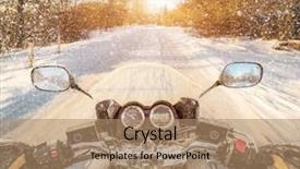  Presentation with rides - Slides with snowmobile - biker rides on winter slippery background and a coral colored foreground