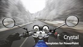  Presentation with moto - Presentation theme enhanced with snowmobile - man driving on moto background and a dark gray colored foreground