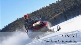  Presentation with snow - PPT layouts enhanced with snowmobile - man snowmobiling through snow background and a light blue colored foreground