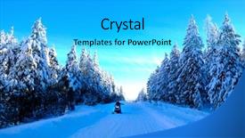  Presentation with wilderness - Colorful presentation enhanced with snowmobile - snowmobiling on snowy mountain road backdrop and a  colored foreground