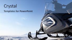  Presentation with winter landscape winter tree - Slides featuring snowmobile detail on a barren background and a light blue colored foreground