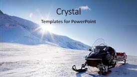  Presentation with landscape - PPT theme featuring snowmobile in a winter mountain background and a  colored foreground