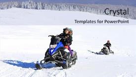  Presentation with luxury fashion outdoors - Audience pleasing PPT layouts consisting of snowmobile in the outdoors backdrop and a light blue colored foreground