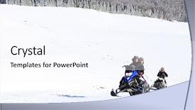  Presentation with outdoors - Amazing slide deck having snowmobile in the outdoors backdrop and a sky blue colored foreground