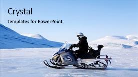  Presentation with winter - Audience pleasing slides consisting of snowmobile on a beautiful winter backdrop and a light blue colored foreground