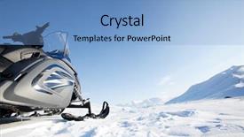  Presentation with winter landscape winter tree - Cool new PPT theme with snowmobile on a winter wilderness backdrop and a  colored foreground