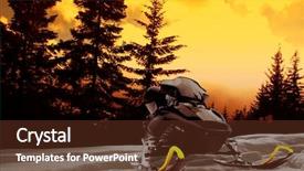  Presentation with pine trees - Amazing presentation having snowmobile with pine trees backdrop and a tawny brown colored foreground