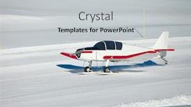  Presentation with mountains - Slide deck featuring snowplane-landing-in-the-mountains background and a light gray colored foreground