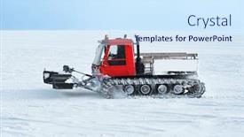  Presentation with snowplow - Theme featuring snowplow-machine-at-snowy-ski background and a sky blue colored foreground