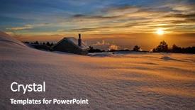  Presentation with house snow mountain - Amazing PPT theme having land scape - stone house in snow backdrop and a violet colored foreground