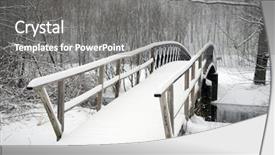  Presentation with winter storm - PPT theme featuring covered bridge - typical scene in new england background and a gray colored foreground