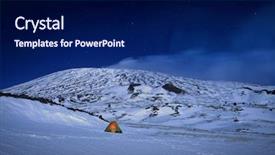  Presentation with camp - Slide set featuring wild camp in winter etna park at night sicily background and a navy blue colored foreground