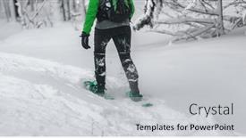  Presentation with winter sports - Theme featuring snowshoe-closeup-of-woman-hiker background and a light gray colored foreground