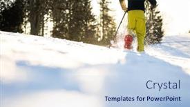  Presentation with deep - Theme featuring snowshoeing-in-winter-in-deep background and a light blue colored foreground