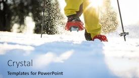  Presentation with deep - Slide set featuring snowshoeing-in-winter-in-deep background and a light blue colored foreground