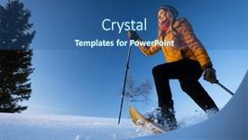  Presentation with deep - Presentation design with snowshoeing-in-winter-in-deep background and a ocean colored foreground