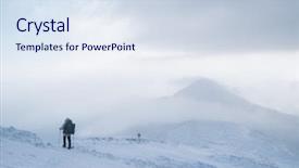  Presentation with blizzard - PPT layouts consisting of snowshoes mountain adventure severe weather background and a sky blue colored foreground