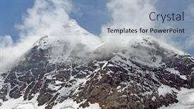  Presentation with mountains - Audience pleasing PPT theme consisting of snowstorm-on-gestola-peak backdrop and a light blue colored foreground