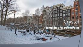  Presentation with amsterdam - Theme with snowy-amsterdam-in-winter background and a dark gray colored foreground
