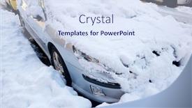  Presentation with cars - Colorful PPT theme enhanced with snowy-cars-in-jaca-huesca backdrop and a sky blue colored foreground