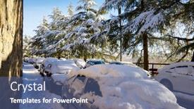  Presentation with cars - PPT theme with snowy-cars-in-jaca-huesca background and a ocean colored foreground