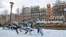  Presentation with amsterdam - Slide set featuring snowy-city-amsterdam background and a gray colored foreground