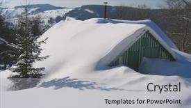  Presentation with mountains - Colorful theme enhanced with snowy cottage in the mountains backdrop and a light gray colored foreground