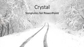  Presentation with country - Beautiful slides featuring snowy country lane backdrop and a light gray colored foreground