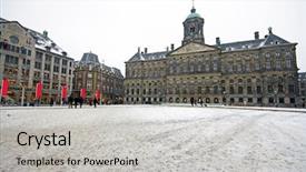  Presentation with royal - Presentation theme enhanced with snowy damsquare with the royal palace in amsterdam background and a light gray colored foreground