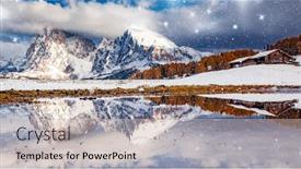  Presentation with winter - Presentation theme having snowy-early-winter-landscape background and a soft green colored foreground