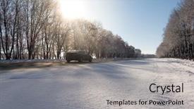  Presentation with winter forest - Audience pleasing slide deck consisting of snowy fields and forest backdrop and a light gray colored foreground