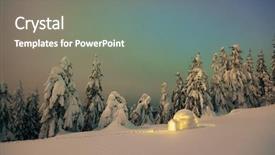  Presentation with camping snow - Slides featuring snowy fir trees dreamy winter background and a gray colored foreground