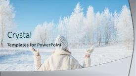  Presentation with forest winter - Theme featuring snowy forest in magic background and a sky blue colored foreground