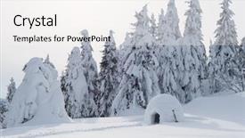  Presentation with camping snow - PPT theme with snowy igloo in winter mountain background and a cream colored foreground