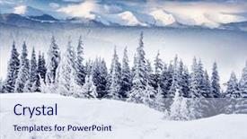  Presentation with mountains - Colorful presentation theme enhanced with snowy landscape - frosty and sunny day is backdrop and a sky blue colored foreground