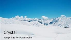  Presentation with green grass under the snow - Colorful slides enhanced with snowy landscape - high mountains under snow backdrop and a light gray colored foreground